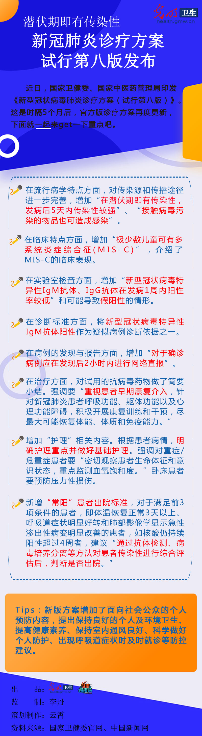 一图读懂潜伏期即有传染性新冠肺炎诊疗方案试行第八版发布