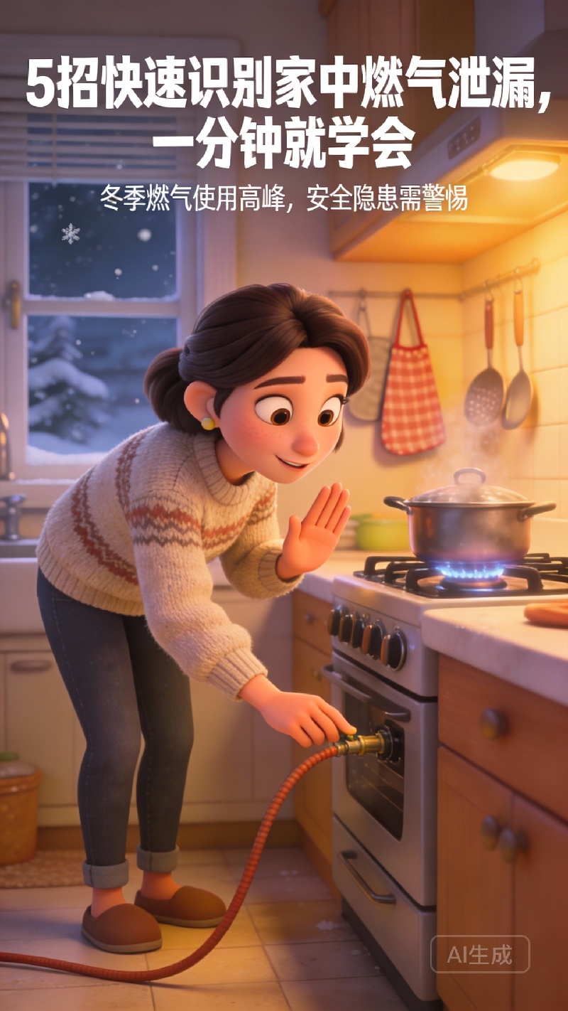 【冬季安全警示录·AI科普】5招快速识别家中燃气泄漏，一分钟就学会