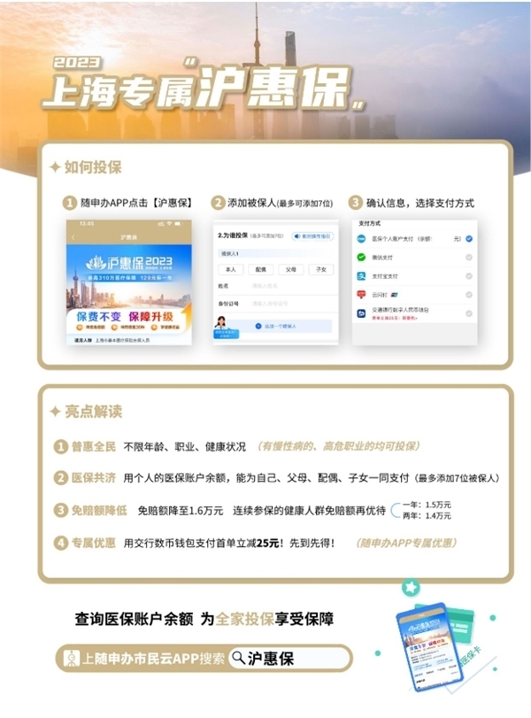 “沪惠保”3.0版来了，官方参保通道“随申办”APP已开放投保