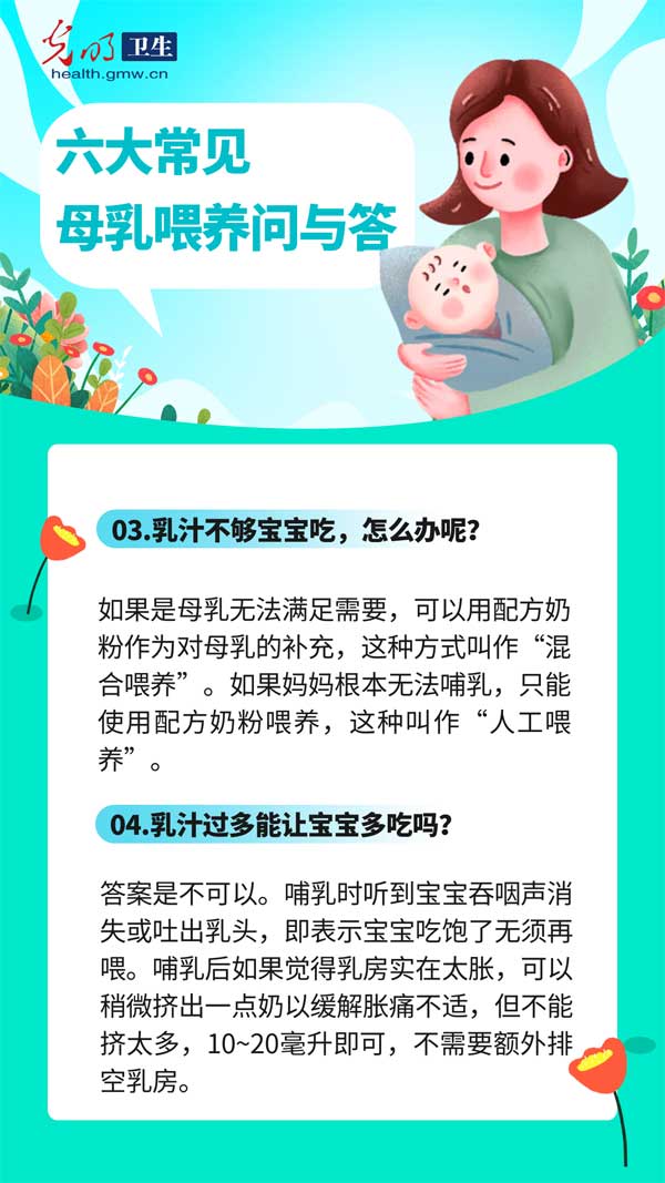 【科普海报】全国母乳喂养宣传日｜六大常见母乳喂养问与答 光明网