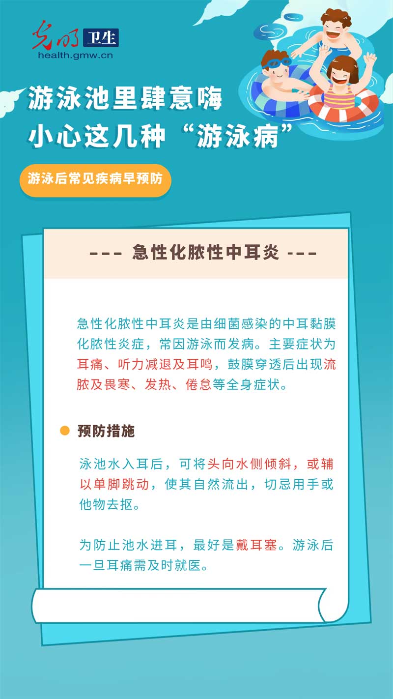 【科普海报】游泳池里肆意嗨 小心这几种“游泳病”