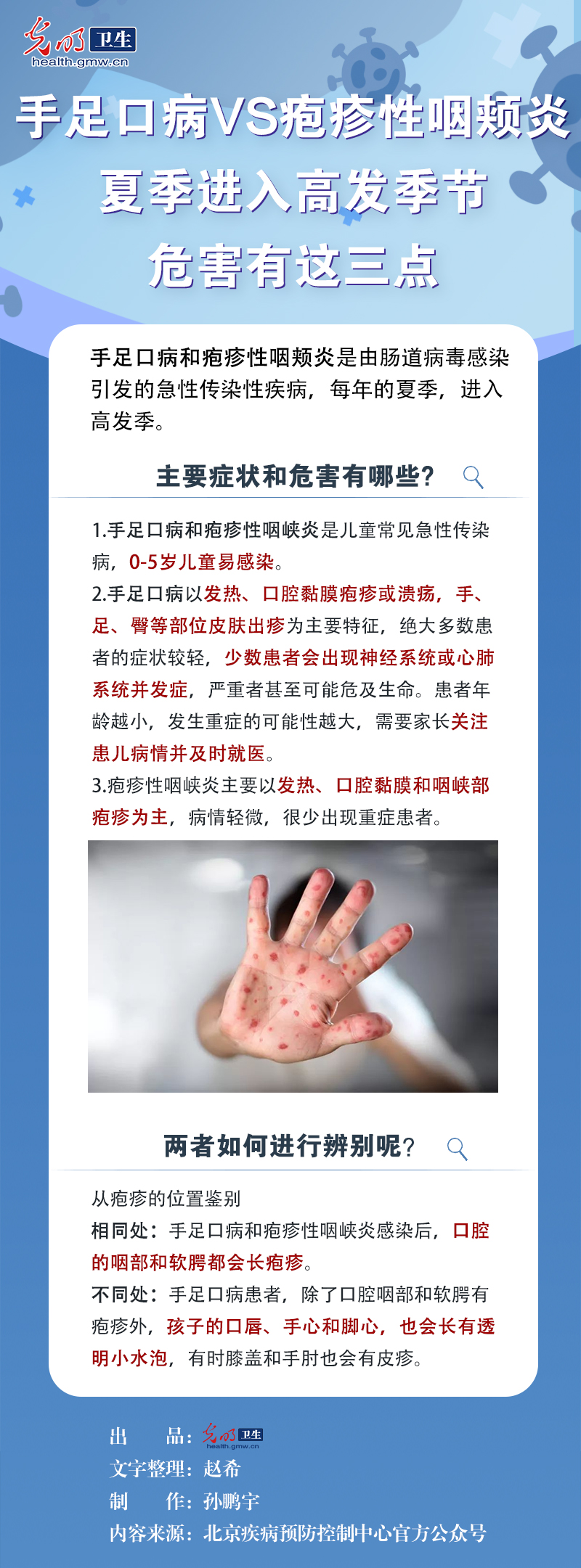 【秒懂图说】手足口病VS疱疹性咽颊炎夏季进入高发季节 危害有这三点