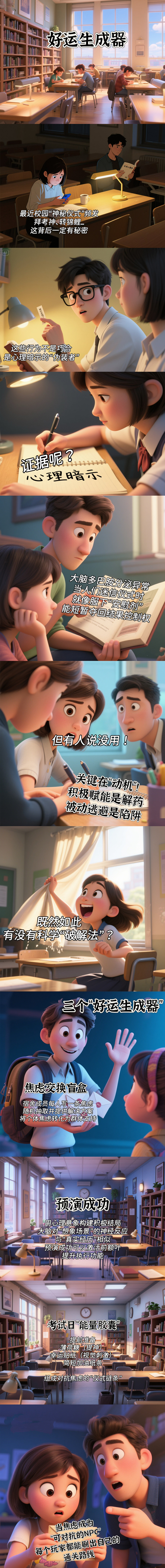 AIGC漫画·525大学生心理健康日|解锁科学“好运生成器” 赶走考前焦虑