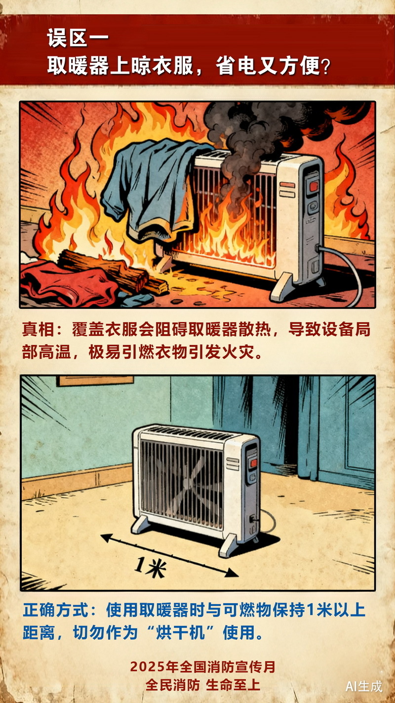 【冬季安全警示录·AI海报】这9个取暖误区可能致命,现在知道还不晚 【冬季安全警示录·AI海报】这9个取暖误区可能致命,现在知道还不晚