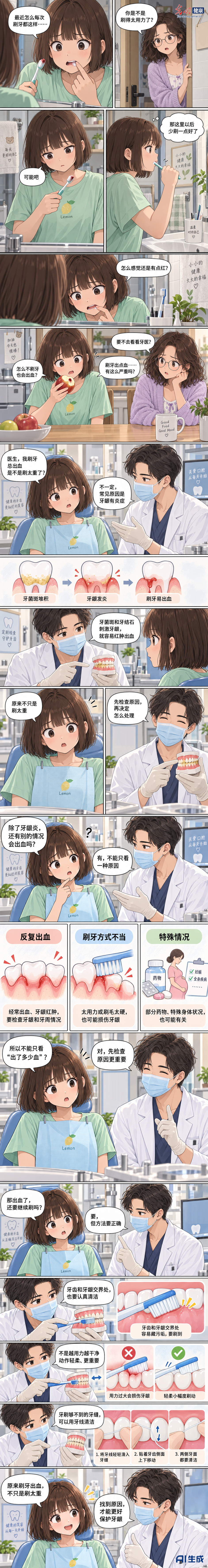 AI漫画丨刷牙经常出血 这些原因要了解