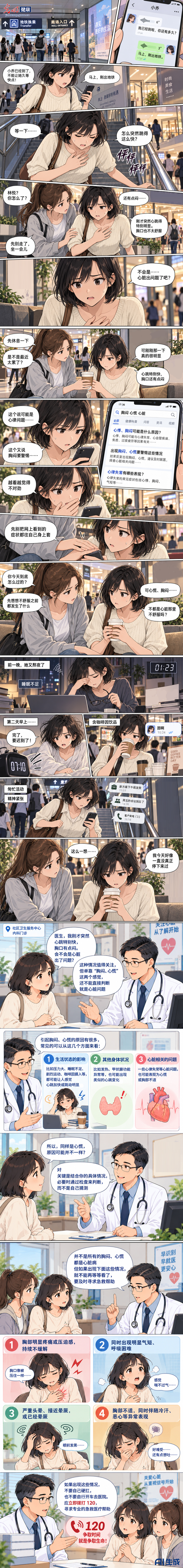 AI漫画丨心脏不舒服不只有胸痛 这些异常信号别忽视
