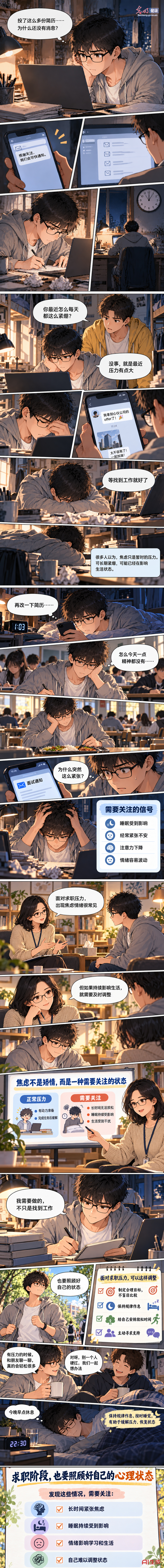 【AI漫画丨青年成长健康指南】求职压力大 如何识别和管理焦虑