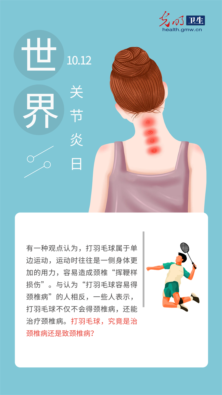 【科普音频】世界关节炎日｜打羽毛球竟可以治疗颈椎病？快来了解保护颈椎秘诀